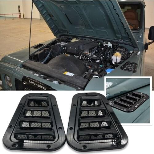 1 Pair Car Front Bonnet Vents Hood side trim cover steel air flow intake scoop vent snow cover for Land Rover Defender