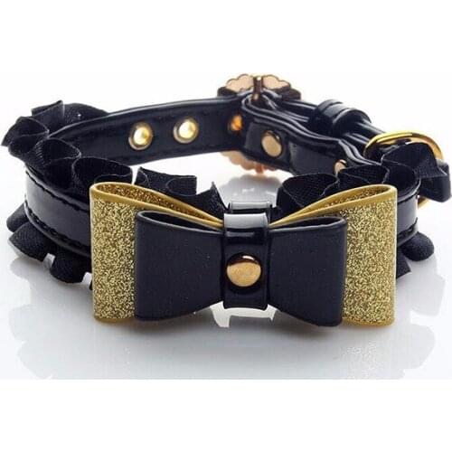 New design dogs cats fashion bowknot collar supplies doggy PU leather collars products puppy necklace accessories S M L 1pcs