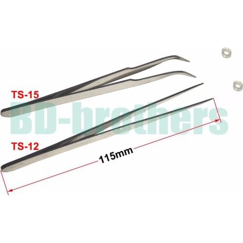115mm Without Package TS12 Straight Head / TS15 Curved Head Tweezers Nipper for Phone Repairment DIY Repair Tools 1000pcs/lot