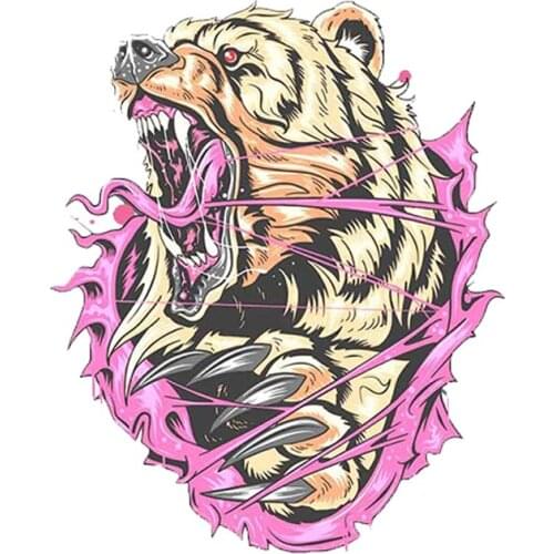 13cm x 10.6cm for Bear Grizzly Angry Artwork Ector Funny Car Stickers Personality Windshield SUV Decoration Decals
