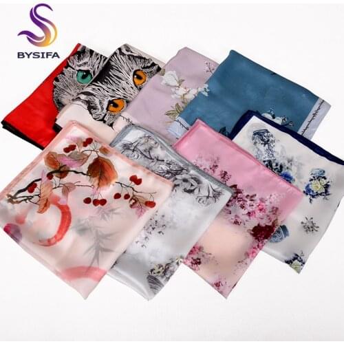 2016 Quality Silk Small Facecloth Women Square Silk Scarf Hot Sale Spring And Autumn Mulberry Silk Scarf Flower Pattern Scarf