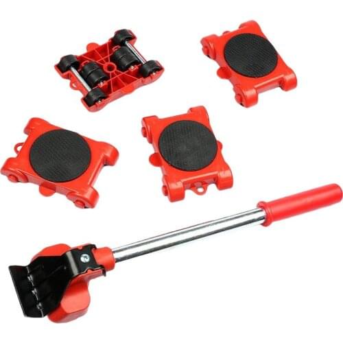5pcs/set Furniture Mover Set Furniture Mover Tool Transport Lifter Heavy Stuffs Moving Wheel Rollers And Bar Hand Tools
