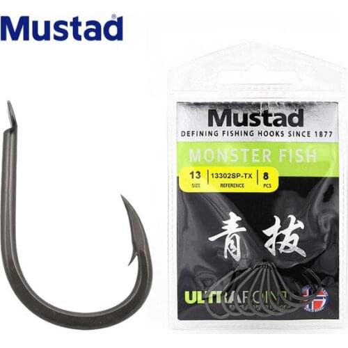 5 Packs/lot Mustad 13302 Large Barbed Hook Big Fish Sea Angling High Carbon Steel Hooks Ocean Fishing Special for Big Fish