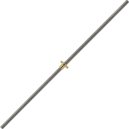 500mm T8 Lead Screw and Brass Nut (Acme Thread, 2mm Pitch, 4 Starts, 8mm Lead) for 3D Printer Z Axis