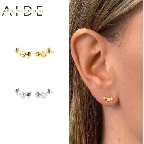AIDE Sweet Star Stud Earrings For Women Fashion All-match Five-pointed Stars Piercing Earings Fine Jewelry pendientes plata 925
