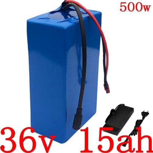 36V electric bicycle battery 36V 15AH lithium battery 500W 36V ebike battery with 15A BMS and 42V 2A charger free customs tax