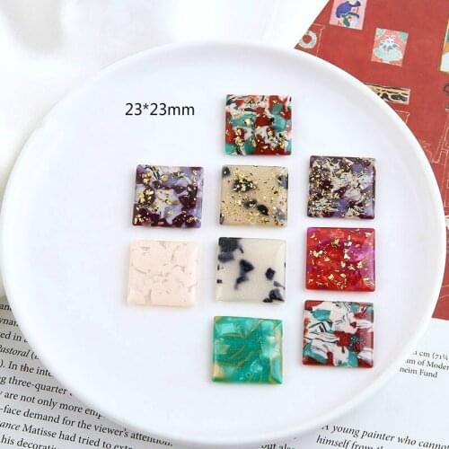 DIY handmade jewelry accessories pattern gold foil bright star with hole square double-sided ear pendant accessories material