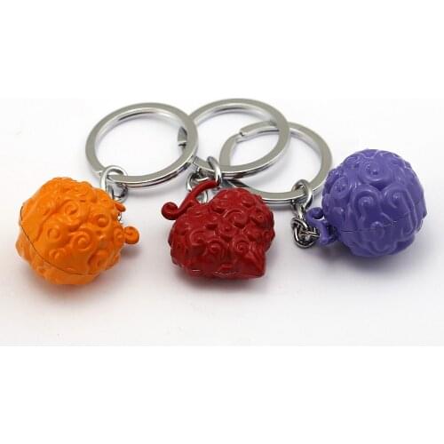 Anime One Piece Keychain Devil Fruit Metal Alloy Key Ring Holder Luffy Ace Law Key Chains Car Chaveiro