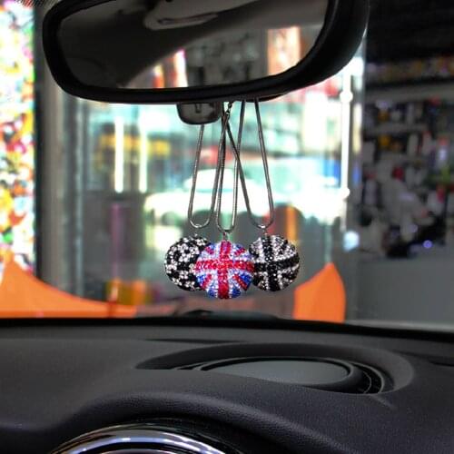 Car Rear View Mirror Crystal Bling Round Ball Pendant Hanging Decoration For Mini COOPER JCW S One Countryman Clubmam Paceman
