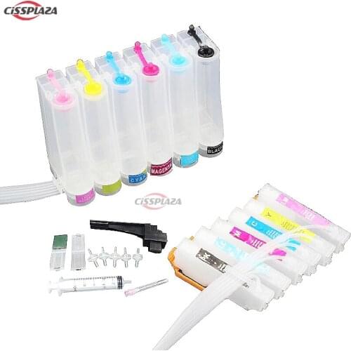 CISSPLAZA 6pcs IC80 Normal CISS with auto reset chip compatible for epson EP-977 EP-907 EP-807 EP-707 EP-777 printer