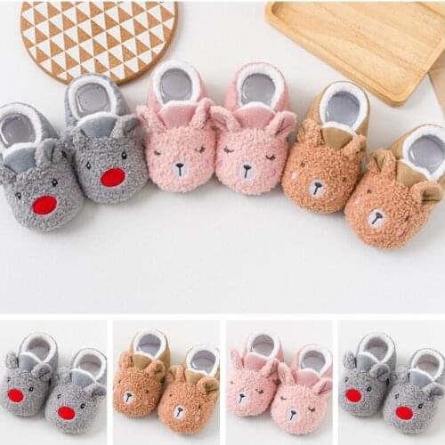 Baby Shoes Prewalker Toddler Baby Crawling Shoes Newborn Boy Girl Lamb Slippers Trainers Fur Winter Cartoon Animal First Walker
