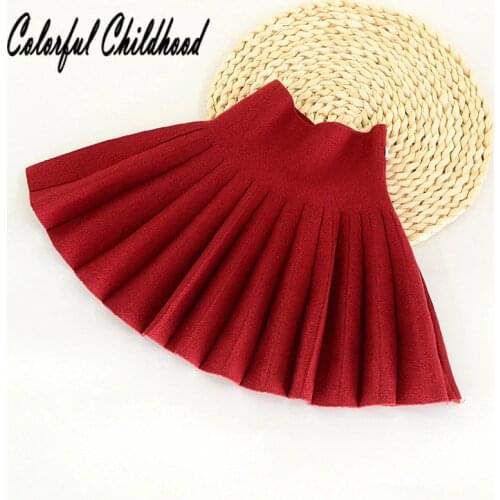 2-7Yrs Kids Girls Pleated Skirts High waist Baby mini Skirts Children fall Knit Skirt Bottoming tutu skirt toddler clothing