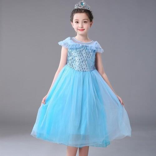 Disney Frozen Kids Princess Dresses for Girls Elsa Costume Halloween Christmas Party Cos Childrens Clothing Flower New Year