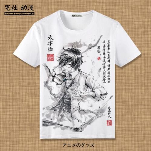 Wenhao Stray Dogs T-shirt osamu dazai Island at Edogawa Rampo Animation Peripheral Short-Sleeved Chinese Ink Style anime shirt