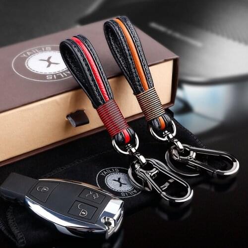 Fashion Leather Car Keychain Keyring Colorful Key Chain Ring For Audi BMW Benz Kia VW Mazda Interior Accessories Creative Gift