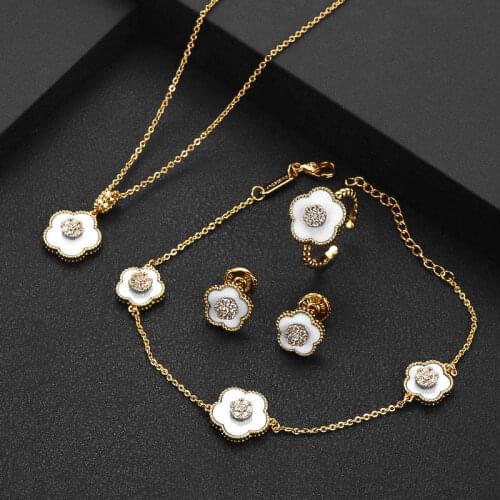 Janekelly 4Nigeria Bridal Zirconia For Women Party Luxury Dubai Necklace Earringa Rings CZ Crystal Wedding Jewelry Sets