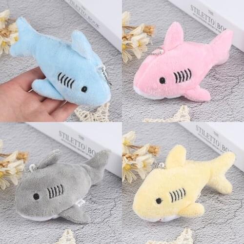 Kawaii 12CM Key Chain Gift Shark Plush Stuffed Toy Doll Kids Small Mini Plush Toys Cute Plush 4 Colors