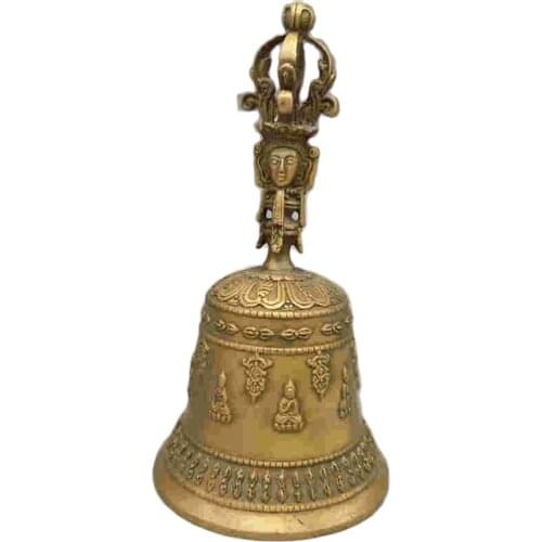 Chinese Old Bronze Statue Brass Bell