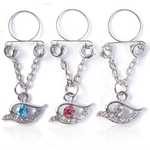 2Pcs New Eyes Non pierced Clip On Nipple Ring Nipple shield with tassel Crystal Fake Nipple Piercings Body Jewelry