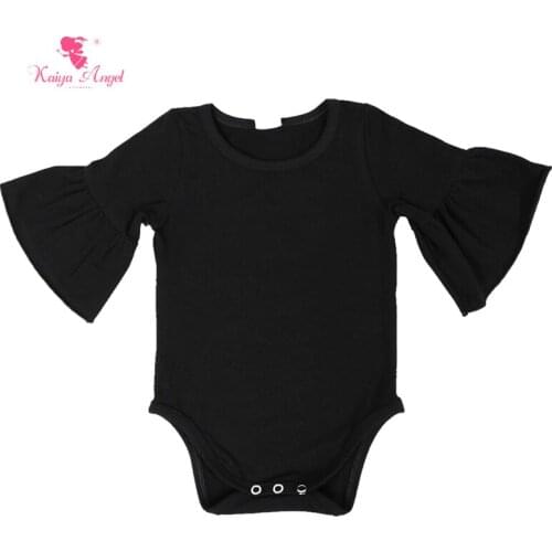 Kaiya Angel 2019 New Baby Girl Rompers Diaper Cover Cotton Long Sleeve Simple Style Black Spring Summer Kids Factory Wholesale
