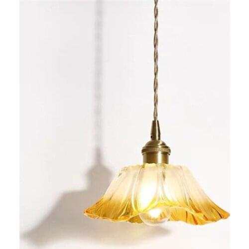 Loft Decor Retro LED Pendant Light Fixtures Copper Glass Hanging Lamp Dining Room Home Lighting Antique Droplight Luminaire