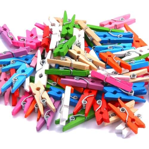 Small Mini Spring Wooden Clips 25/35/45mm Colorful Photo Paper Peg Pin Clips for Sheets Clothespin Craft Office Party Home Decor