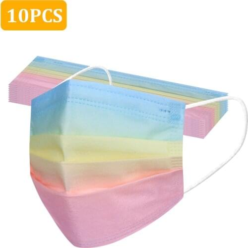 10pc Adult Gradient Print Masks Mouth-muffle Disposable Floral Pattern Face Fabric mask 3Ply Cloth mascara Fashion Jewelry