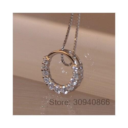 Newest Fashion Elegant Rhinestone Necklaces & Round Pendants Neckalce 925 Sterling Silver Choker Necklace For Women Jewelry Gift