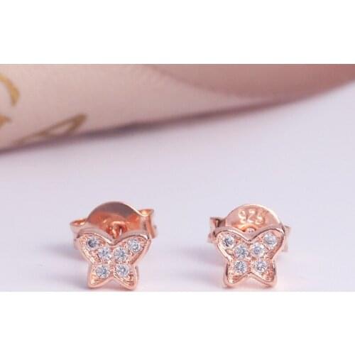 Fashion AAA Zircon 925 Sliver Element Stud Earrings for Women Earring Simple Jewelry Butterfly Shape Pattern Drill Earings Gift