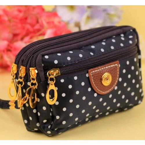 Fashion Women Wallets Small Handbags Canvas Dot Lady Zipper Moneybags Clutch Coin Purse Pocket Wallet Cards Holder Wristlet Bags