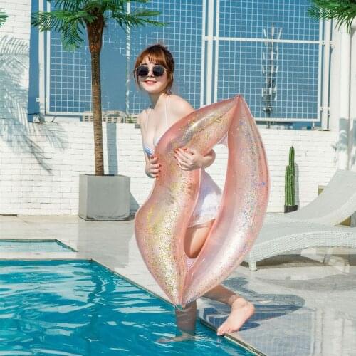 Inflatable Red Lip Glitter Swimming Pool Float For Adult Kid Summer pool toys Sparkly Swimming Mattress Water Sports Fun