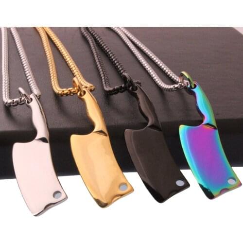 New Arrive Polished Stainless Steel Simple Kitchen Knife Mens Boys Jewelry Pendant Necklace With Free Box Link Chain 24inch