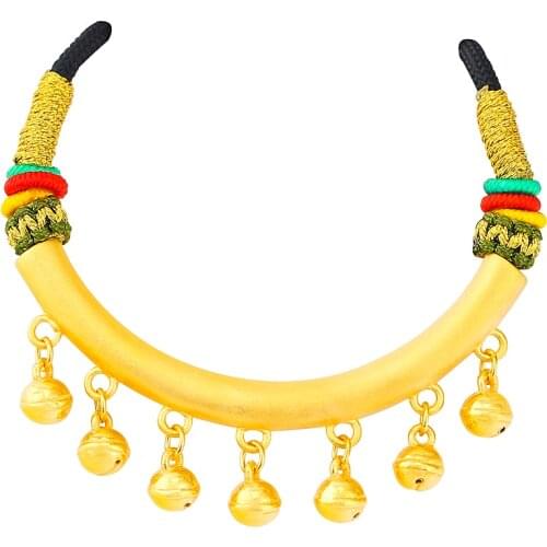 New Arrival 24K Yellow Gold Pendant Women 3D Ethnic style Small bell Necklace Pendant