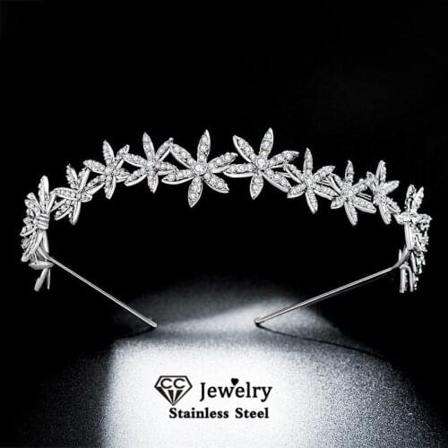 CC Women Hairbands Wedding Accessories Bridal Headdress Engagement Hair Hoop Jewelry Charms Flower Shape Headpiece Simple HS88