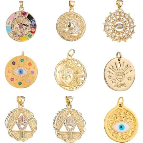 JUYA 5 Pcs Lucky Evil Eye Charm Pendants For Jewelry Making Cubic Zirconia Necklace Pendants DIY Jewelry Findings Accessories