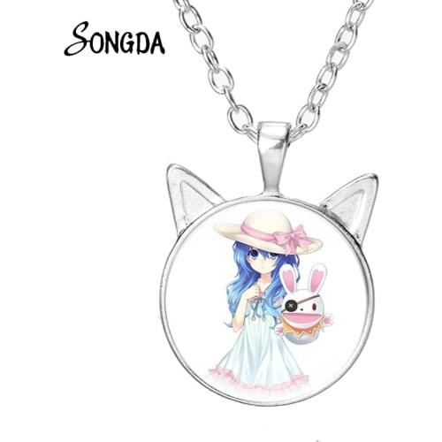 Anime Date A Live Figure Chain Necklace for Women Tokisaki Himekawa Yoshino Cat Ear Pendant Necklace Collar Designer Jewelry