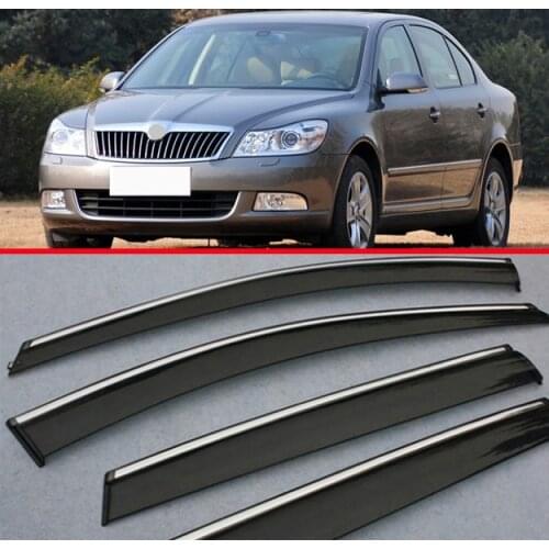 Plastic Exterior Visor Vent Shades Window Sun Rain Guard Deflector For SKODA OCTAVIA 2010 2011 2012 2013 2014