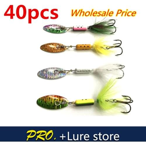 40pcs 3.58g fishing wobber baits lure tackle, Deep diving twitch sinking VIBE, spinner spoon lure small mini metal bait for fish