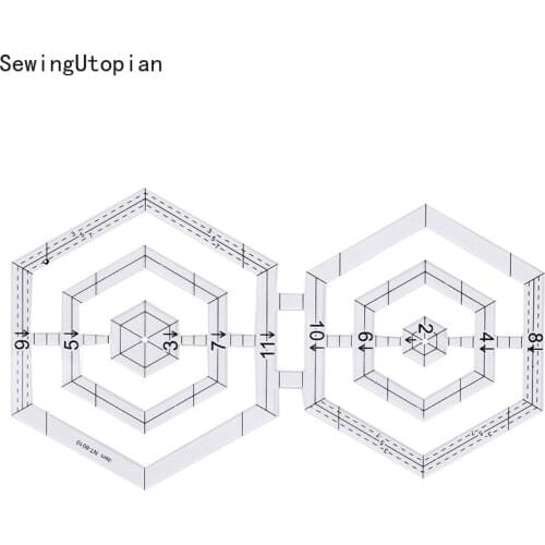 Transparent Acrylic Patchwork Rules Sewing Parts Quilting Rules Double Hexagon Twin Ruler