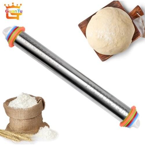 Stainless Adjustable Steel Rolling Pin Dough Mat Dough Roller 4 Removable Adjustable Rolling Pin Pin Bakeware Tools