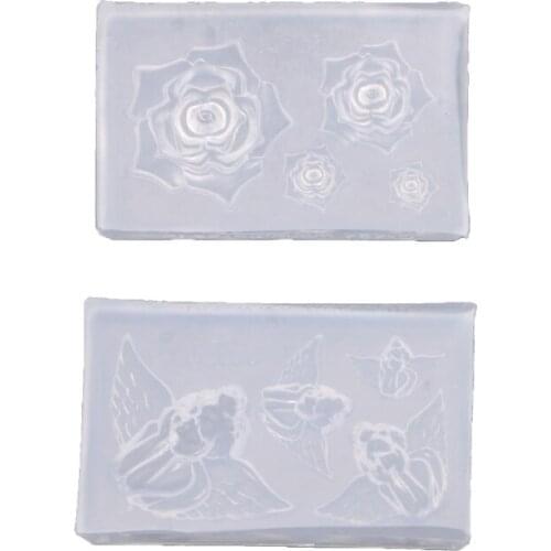 Handmade Rose Flower Cherub Angel Epoxy Resin Mold Floral Earrings Bracelet Keychain Resin Casting Molds Art Craft Tools X4YA