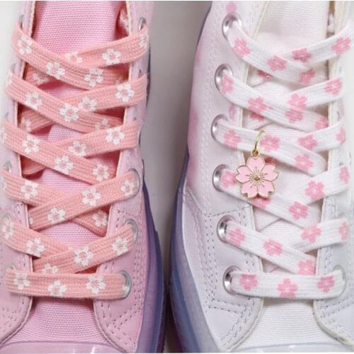 21 style 1970s Cherry Blossom Pink AF1 Shoelace High-Cut Low-Cut Original Female Flower Lace Decorative Buckle Female Shoelace