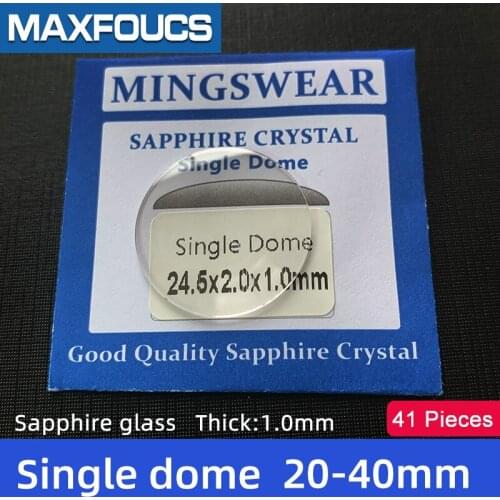 Watch Glass Thick 1.0mm Diameter 20-40 mm Single dome Sapphire Anti scratch Smooth Round Transparent Crystal ，41 pieces Suit