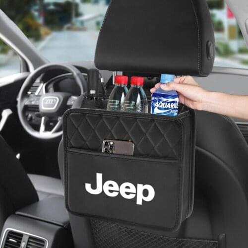 Car Seat Back Leather Double-Pocket Storage Bag Organizer Holder For Jeep Renegade Cherokee Wrangler Compass Wagoneer Comanche