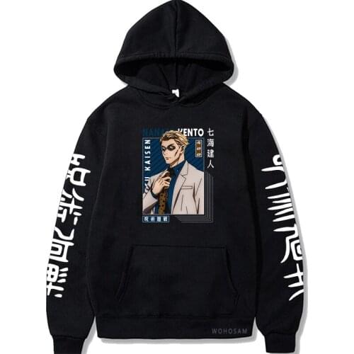 Japan Anime Jujutsu Kaisen Harajuku Nanami Kento Cartoon Men Hoodies Sweatshirt Women Fashion Winter Hip Hop Long Sleeve Hoodies