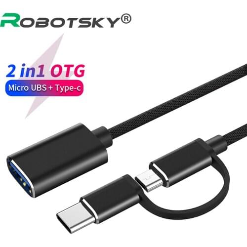 2 in 1 USB 3.0 OTG Cable Type C Micro usb to USB3.0 Adapter USB-C Data Transfer Cable for Samsung Xiaomi Huawei Type-C Phone