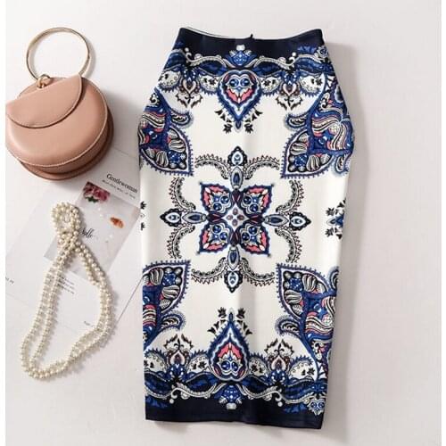 Ready Stock Fashion Elegant Floral Print High Waist Stretch Pencil Skirts Women OL Work Wear Floral Print OL Work Wear