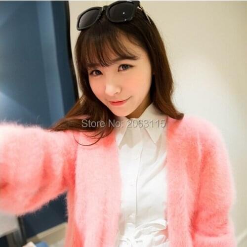 Woman Plush mink cashmere sweater warm long cardigan free shipping I can do any size and color J63