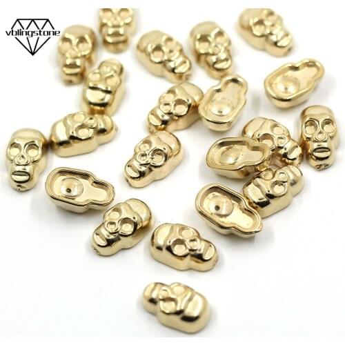 100Pcs Gold CCB Rivets Skull Studs For Leather Plastic Punk Rock Nailheads Rivet Crafts DIY For Clothes Bags Shoes 8x12mm