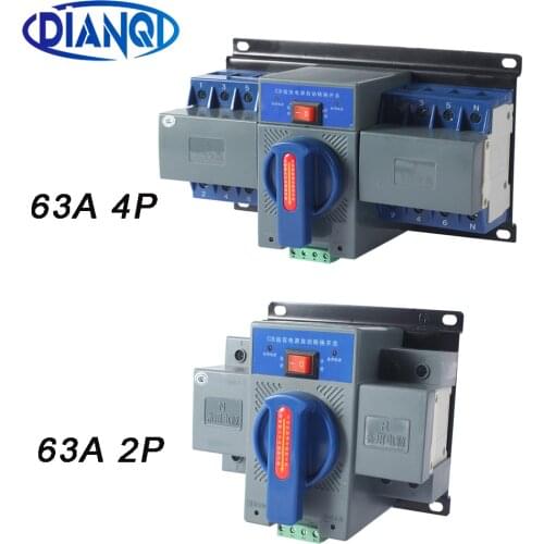 1Pc 2P/4P 63A MCB class manual auto changeover switch Ats controller automatic transfer switch Good Quality